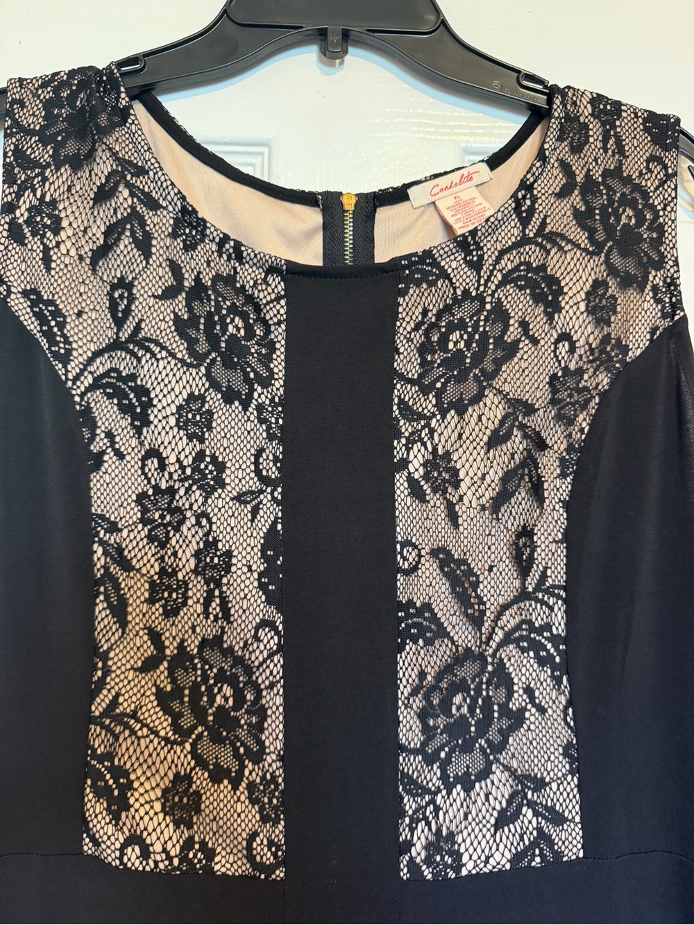Candalite Black Lace-Front Cream-Backed Wedding Guest Women's Dress